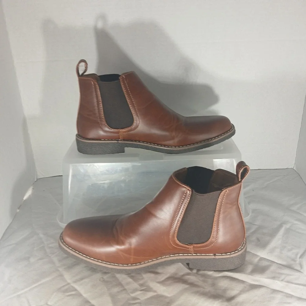 Deer Stags Zane Mens Brown Simulated Leather Chelsea Boots‎ Memory Foam Size 5M